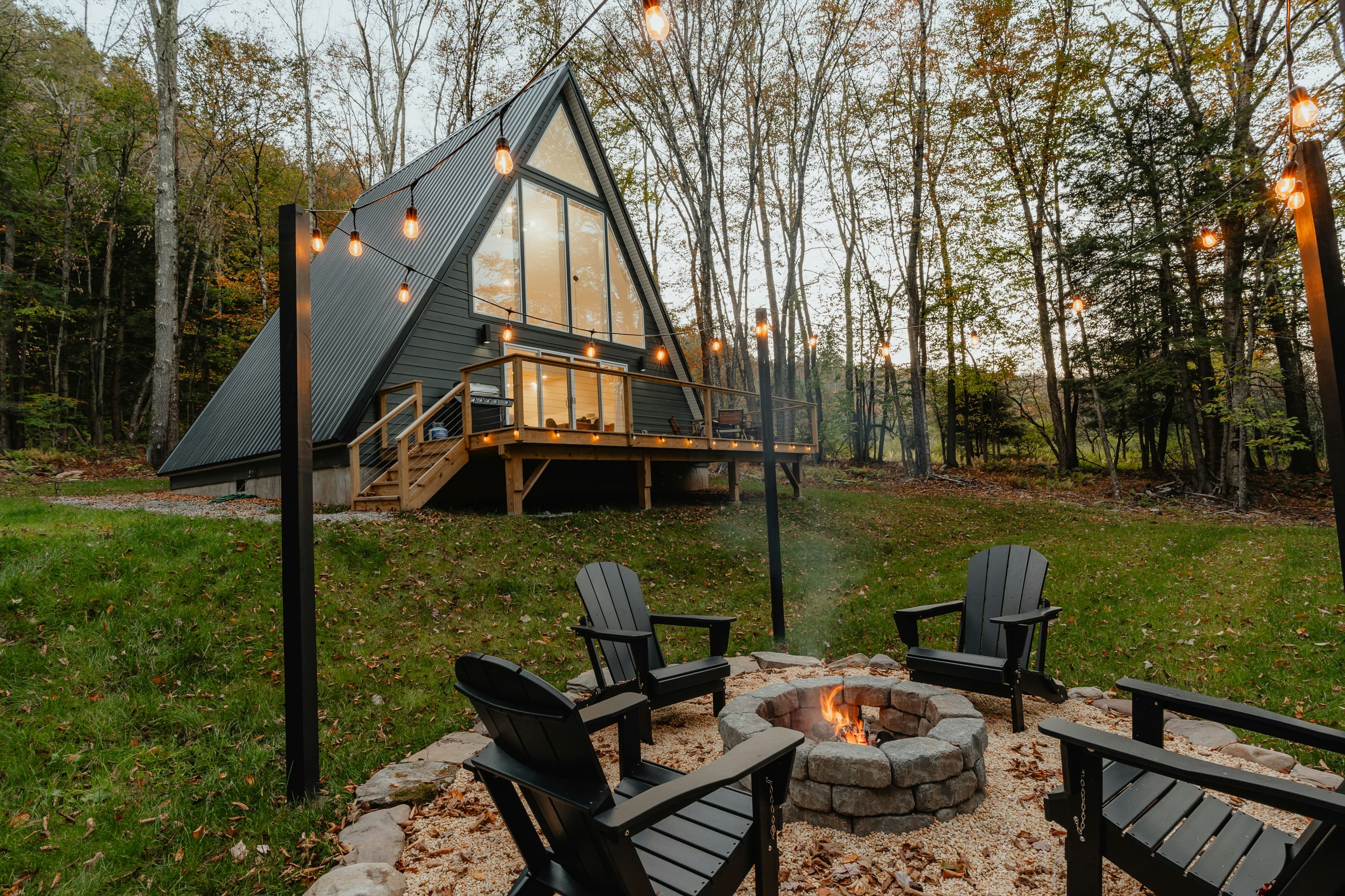 Warm interior of the A-frame living space